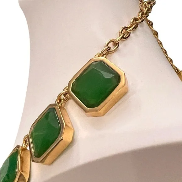 Kate Spade Frame of Mind Necklace Graduated Emerald Green 22-26” Long Party EUC - Picture 3 of 15